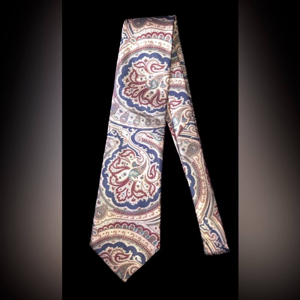 NWT Vintage The Men's Store (Sears) Paisley Silk Tie in Blue and Gray